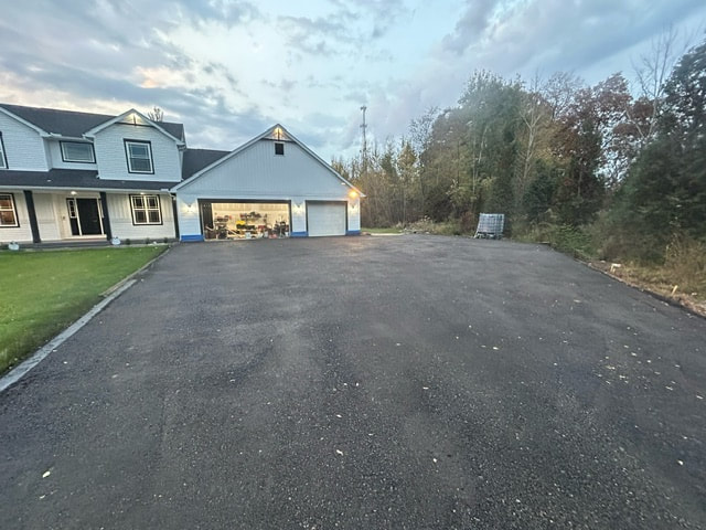 Freshly sealed millings driveway, Ohio