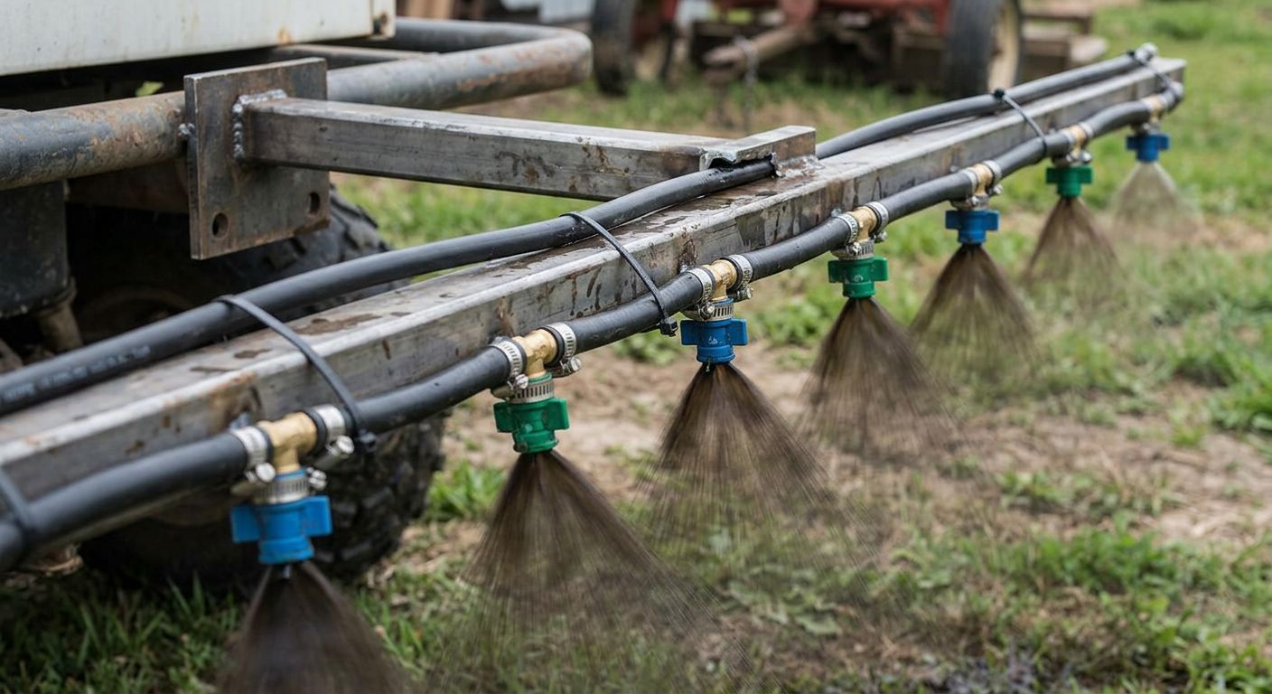 HawkSeale sprayer boom with fan-jet nozzles