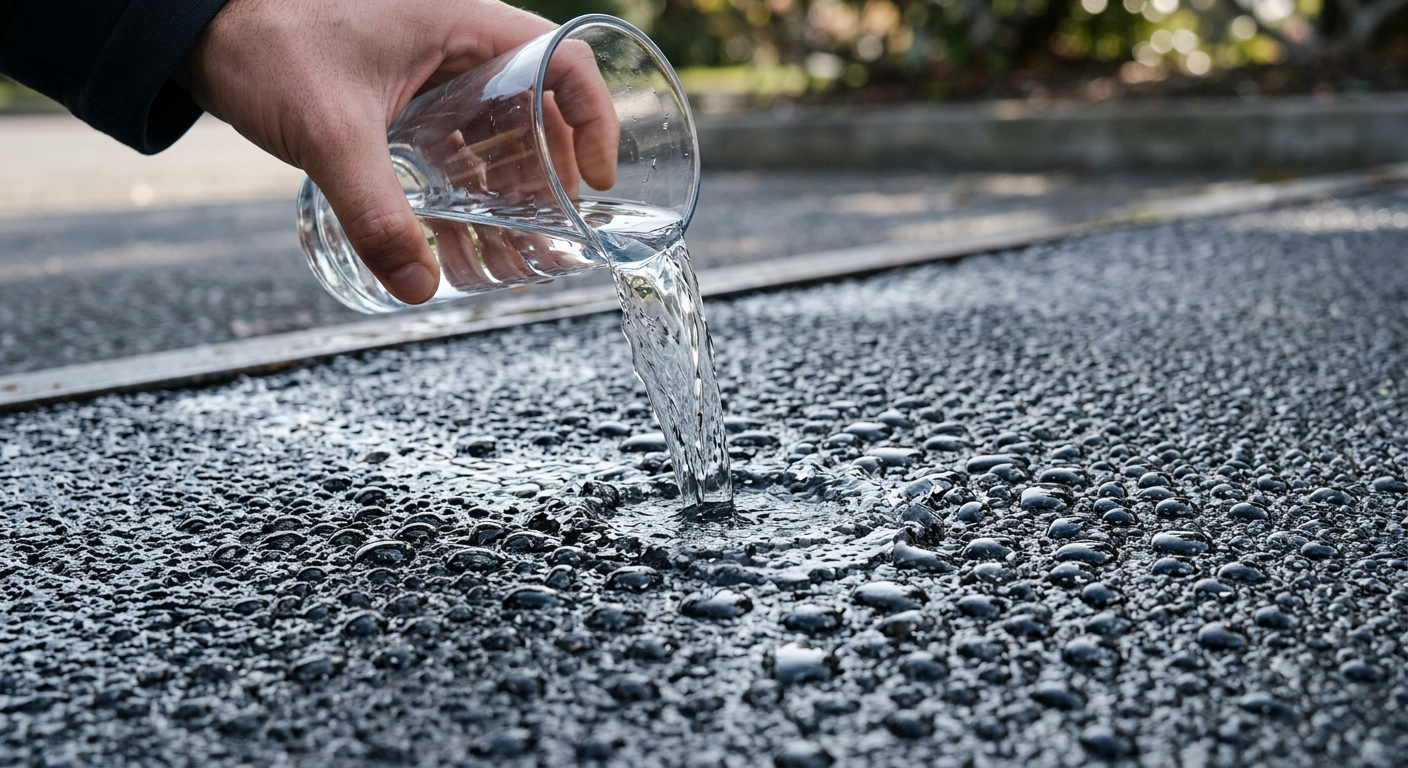 Illustration: water beading on a sealed surface